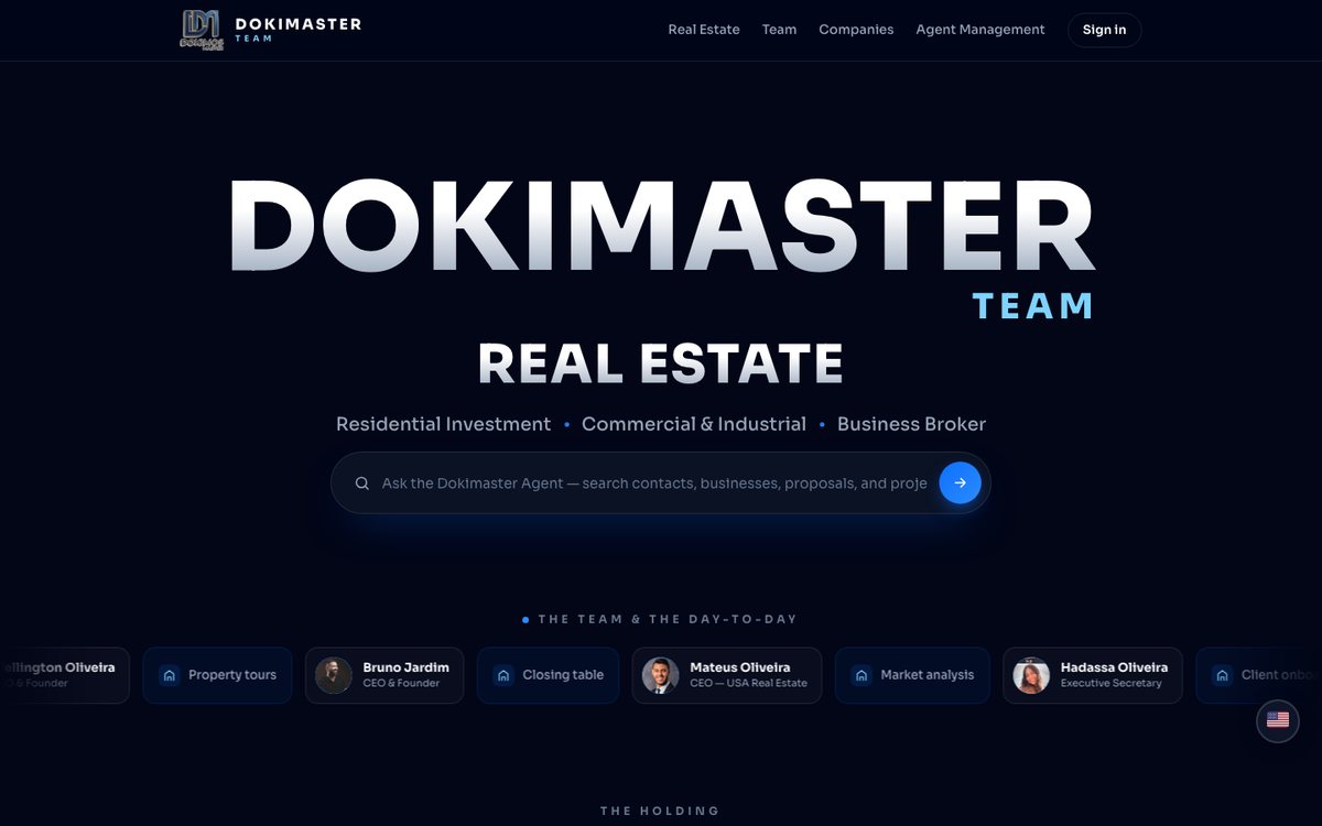 Página inicial do site Dokimaster Team