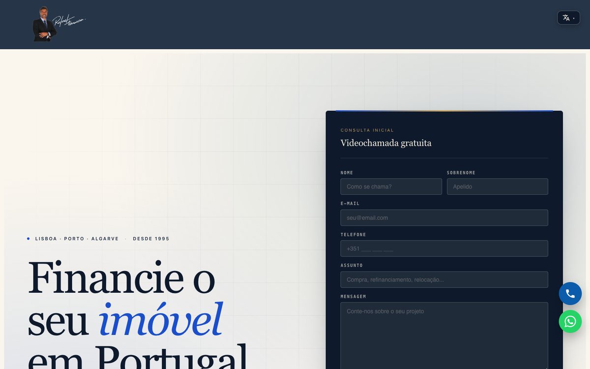 Página inicial do site Rafael Fonseca · Crédito Habitação