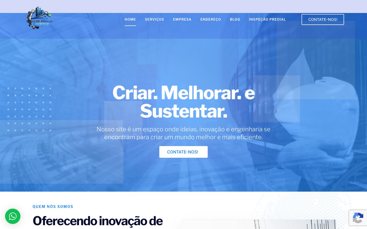Página inicial do site LG Engenharia